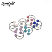 Shinma 千禧风 包膜满钻彩色微镶唇环鼻中隔环耳环甜美穿刺饰