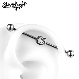 1.6MM 动漫可爱亚比KT钛钢耳桥钉双耳洞长耳骨钉 1.2 Shinma