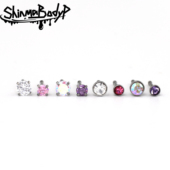 鼻钉鼻环 Shinma 钛钢镶钻锆石水钻直杆鼻钉直插式 辣妹小众穿刺钉