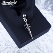 Shinma 1.2mm匕首耳钉耳坠耳环钛钢土酷欧美潮流哥特穿刺饰品