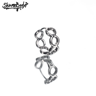 钛钢穿刺 Shinma圈圈锁链朋克耳环土酷高街小众1.0杆亚比耳环