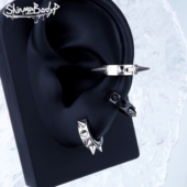 Shinma 1.0粗杆钛钢铆钉尖锥耳环耳钉耳骨环亚比朋克叛逆耳扣耳饰