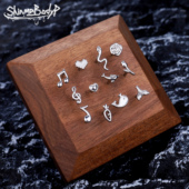 Shinma 银色系列耳钉唇钉 金属音符玫瑰海豚萝卜爱心蛇郁金香鱼尾