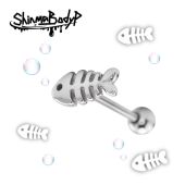 Shinma爱宠日记原创猫咪鱼骨头金属可爱朋克土酷穿刺舌钉钛钢饰品