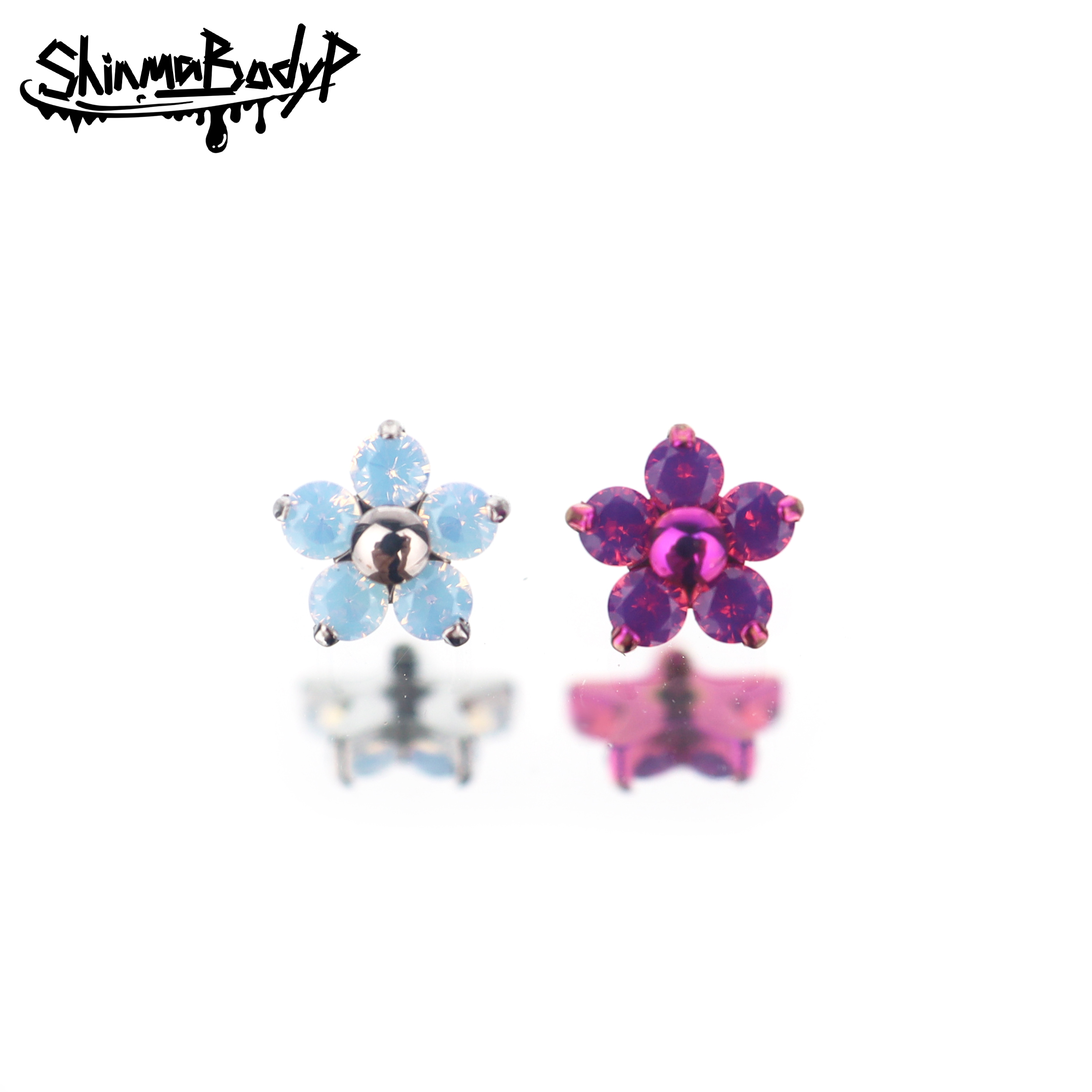 Shinma花朵F-136钛合金唇钉耳钉