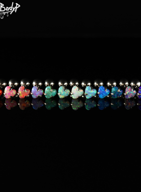 Shinma 0.8MM细杆欧美爱心澳宝欧泊opal钛钢耳钉耳骨钉小耳朵钉