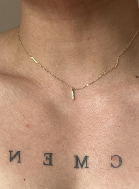 SCMEN S925纯银一字素链轻奢小众高级感长条几何锁骨链礼物项链