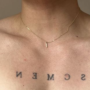 SCMEN S925纯银一字素链轻奢小众高级感长条几何锁骨链礼物项链