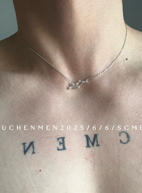 SCMEN S925纯银十二星座项链高级感冷淡气质女锁骨链简约男项链
