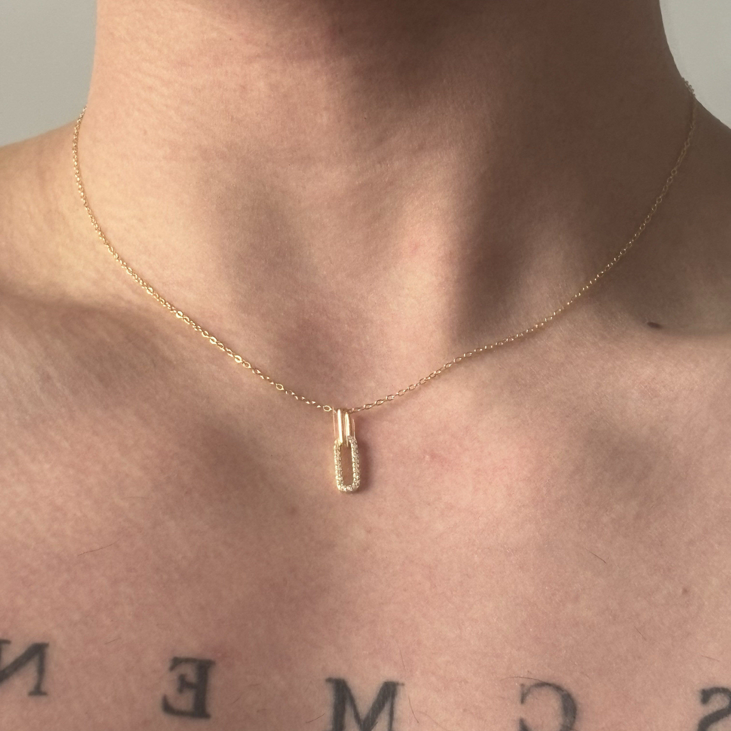 SCMEN 素链气质s925纯银镶钻回形针高级感轻奢锁骨项链