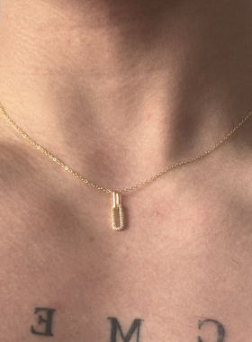 SCMEN 素链气质s925纯银镶钻回形针高级感轻奢锁骨项链