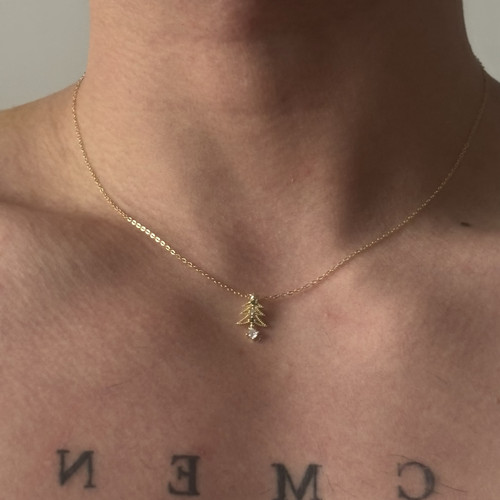 SCMEN S925纯银镀金圣诞树吊坠项链高级感精致细闪金色锁骨链