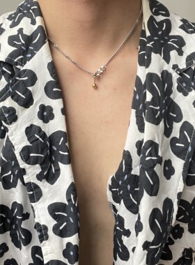 SCMEN简约哑铃锁骨链冷淡风小众设计质感情侣钛钢不掉色男不褪色