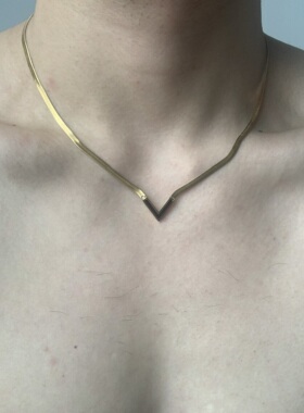 SCMEN短款不掉色项链男可洗澡佩戴小众质感V字项链饰品