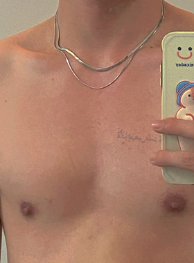 men钛钢个性双层链蛇骨锁骨项链钛钢项链