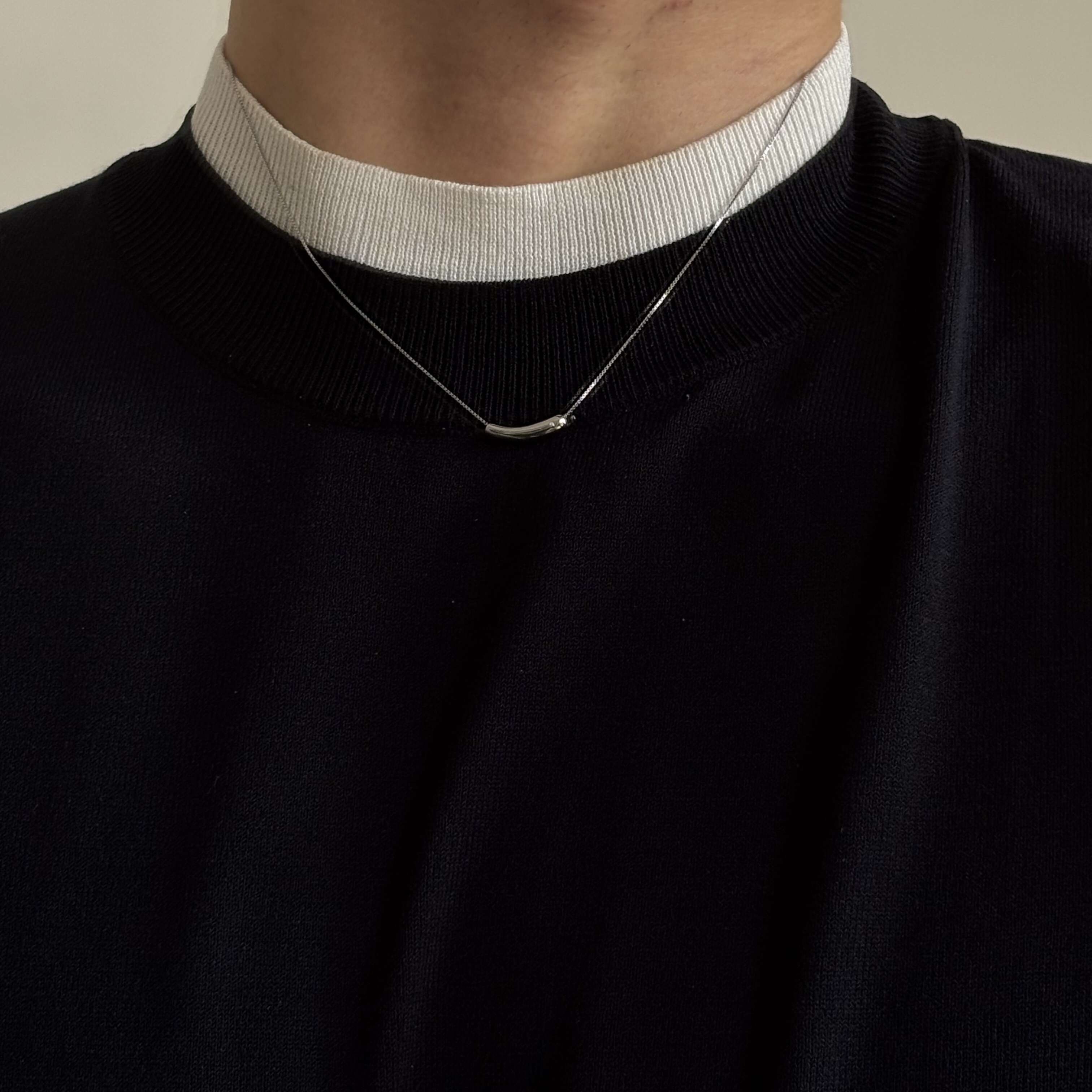 简约925银不规则感小茄子项链