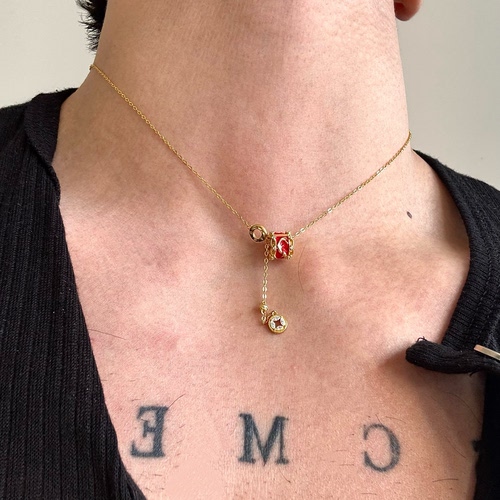 SCMEN 999足银大牌感好运锦鲤项链女简约高级小众打牌平替锁骨链