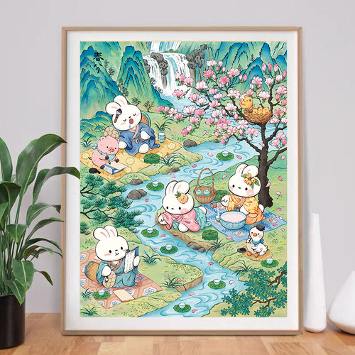 皇室蒙娜丽莎春分兔新品十字绣