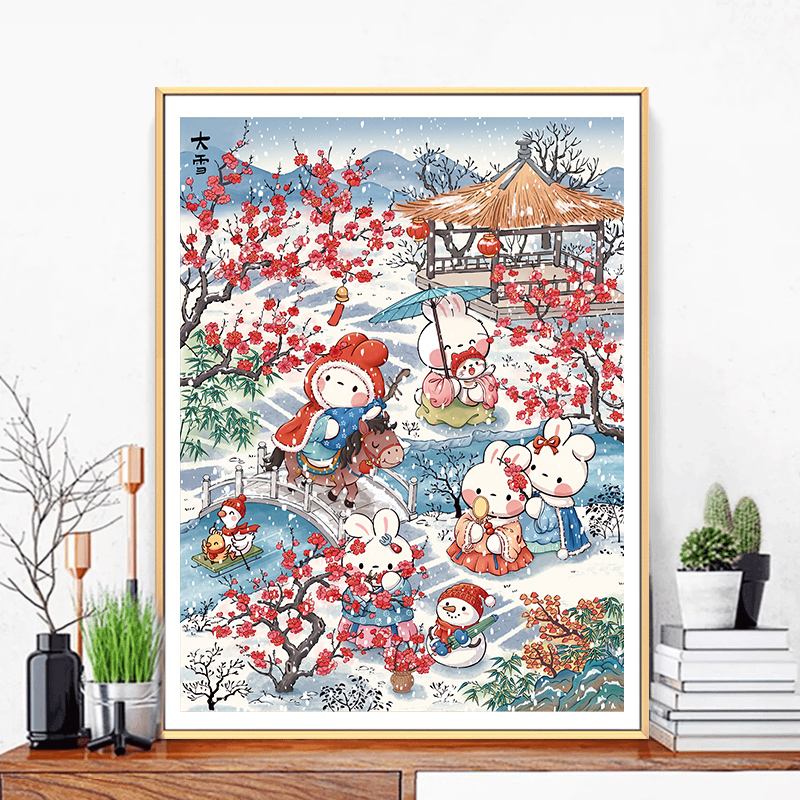 大雪兔十字绣2025新款客厅高级感小件玄关卧室年轻人自己手工刺绣