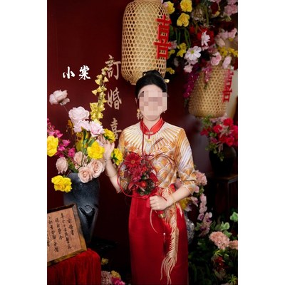 出租满庭芳同心红色旗袍新中式敬酒服新娘订婚礼服龙凤褂秀禾服