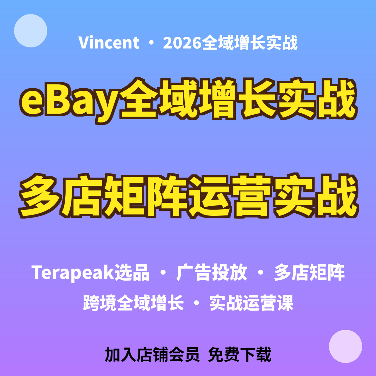 eBay运营教程Terapeak选品广告投放多店矩阵学习资料