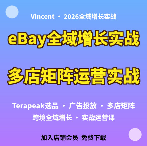 eBay运营教程Terapeak选品广告投放多店矩阵学习资料