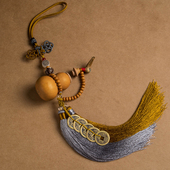 天然葫芦挂件五帝钱大门对门口客厅卧室床头玄关厕所中国结挂饰品