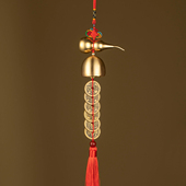 开口光面黄铜葫芦五帝六帝钱铜铃铛风铃挂件店铺大门家居饰品中式