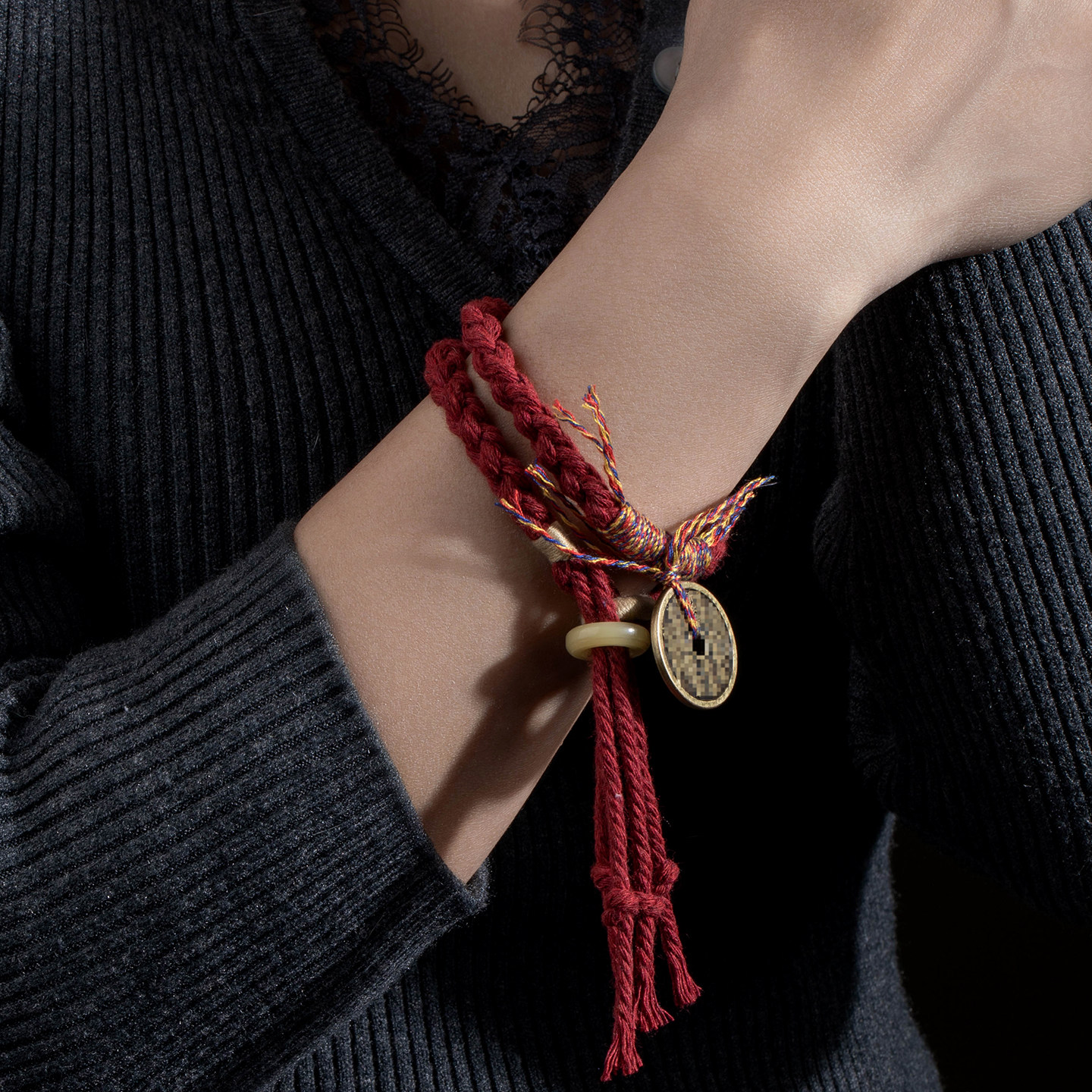 山鬼花钱手绳情侣款铜钱手工编织手链男新中式手饰女藏式编织手串