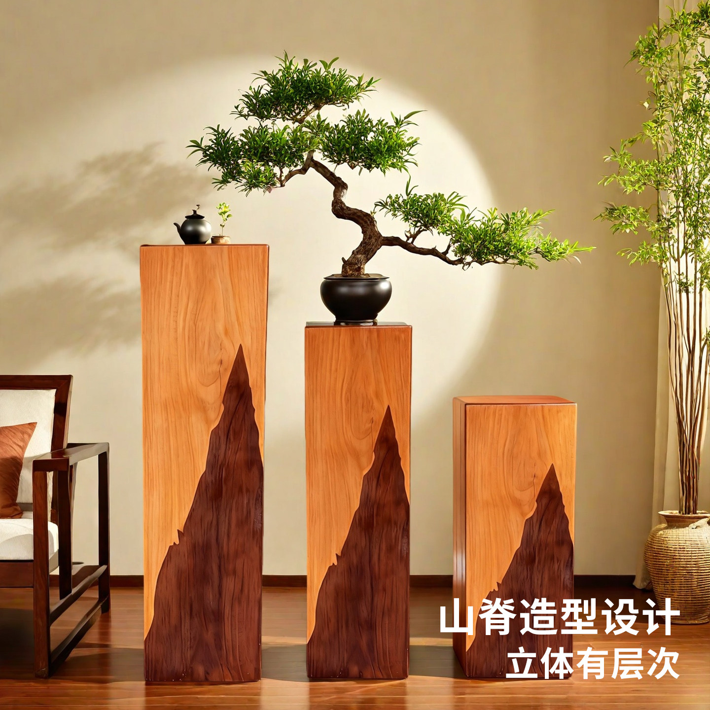 中古侘寂风实木墩子花架服装店摆件装饰原木底座民宿玄关边几角几,家居饰品,落地摆件,淘宝优惠券,粉丝福利购,淘宝优惠卷