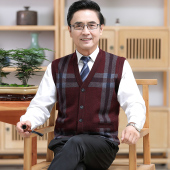 秋冬中老年加厚马甲毛衣爸爸装 本命年红色羊毛衫 背心男士 开衫 无袖