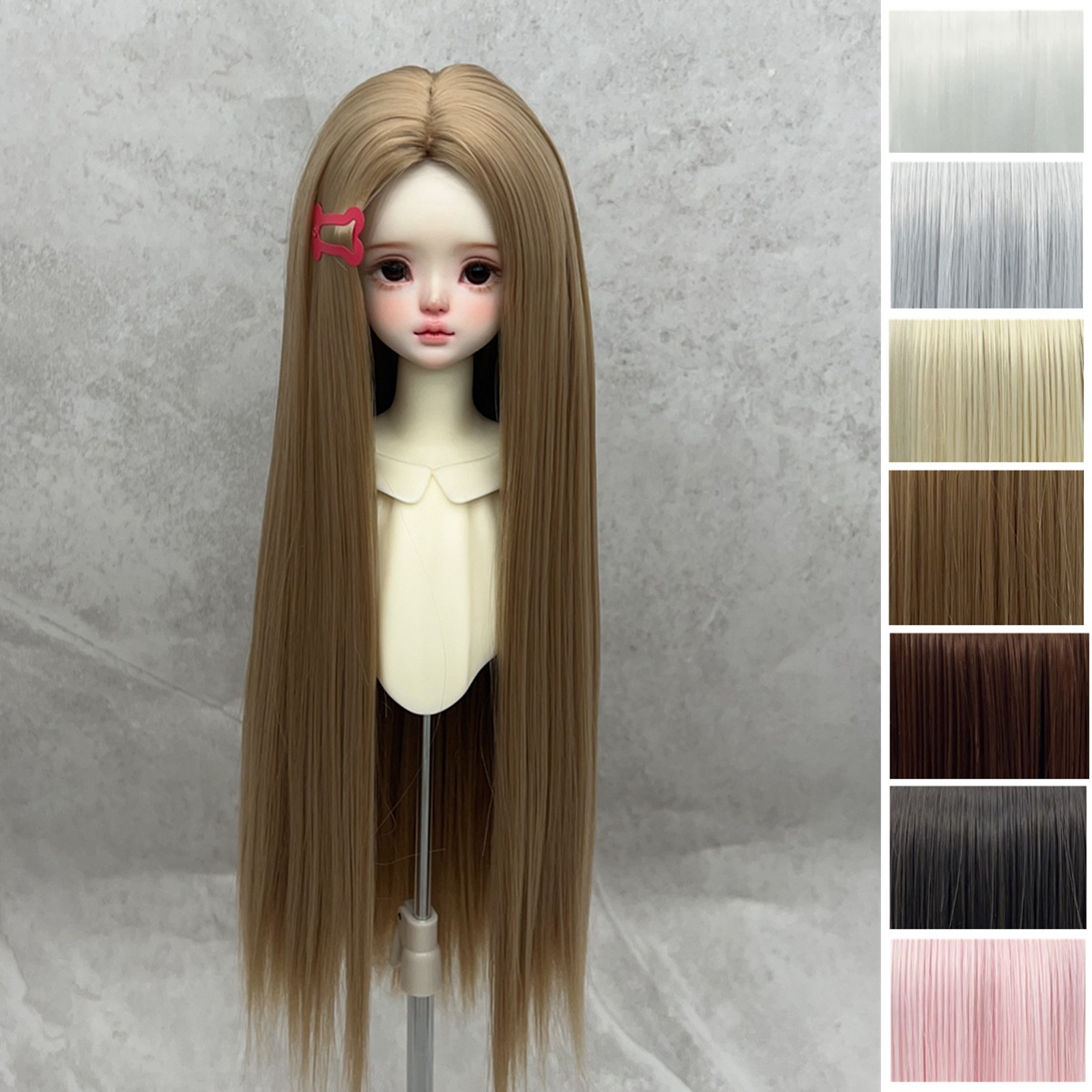 可贝贝bjd娃娃假发柔软丝中分