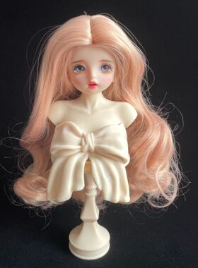 现货可贝贝BJD娃娃6分中分长卷发假发金色黑色sd关节人偶换装发