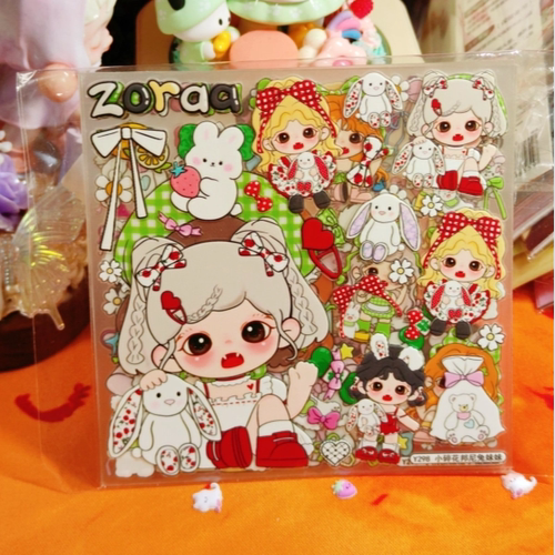 zoraa浮雕贴纸平板防水12*12厘米尺寸卡通手机壳贴纸一套（3张）