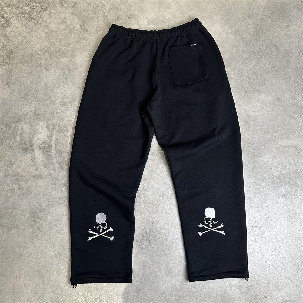 冬季新品刺绣骷髅头刺绣字母男士直筒阔腿休闲裤重磅纯棉MMJ卫裤