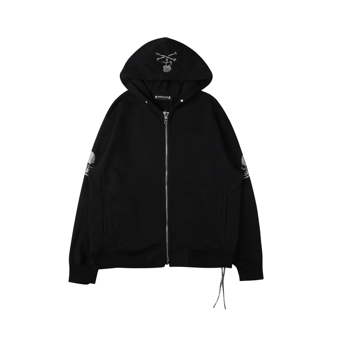 Mastermind骷髅头卫衣黑色重磅纯棉宽松休闲潮牌连帽外套男女同款