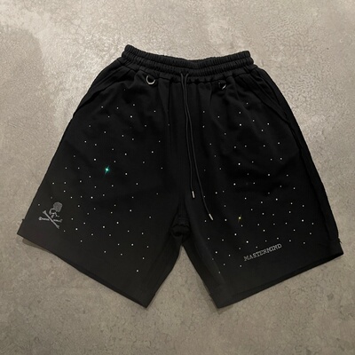 夏季黑色满天星宽松五分短裤男