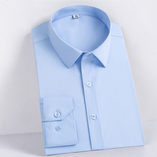 新款竹纤维男士商务衬衣职业装衬衫夏季短袖蓝色弹力免烫长袖衬衣