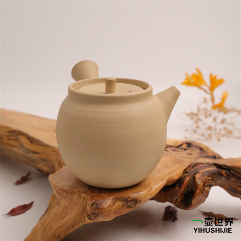 日本常滑烧 乐然 白泥 素 260ml 纯手工日式紫砂侧把陶茶壶