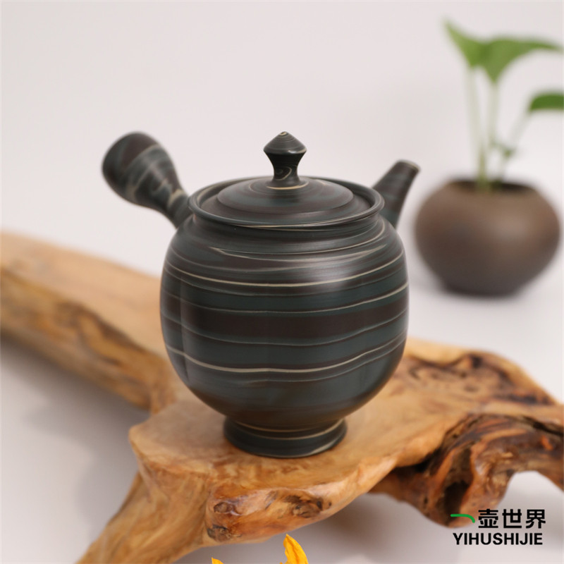 日本常滑烧急须 小西洋平 练泥-001 270ml纯手工侧把茶壶现货木盒
