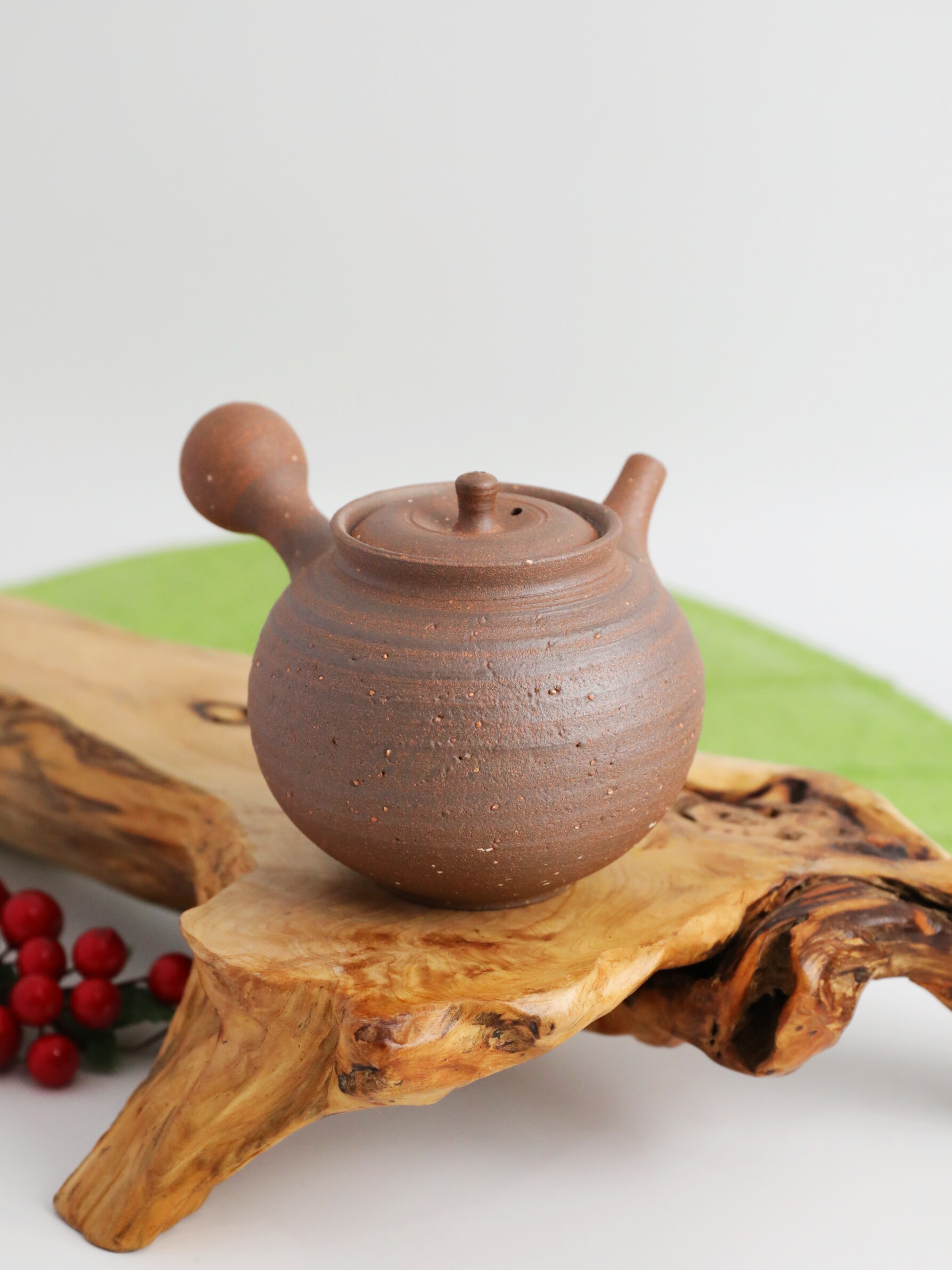 日本常滑烧手工侧把茶壶北条-79一品作250ml附赠老师绘画签名卡片