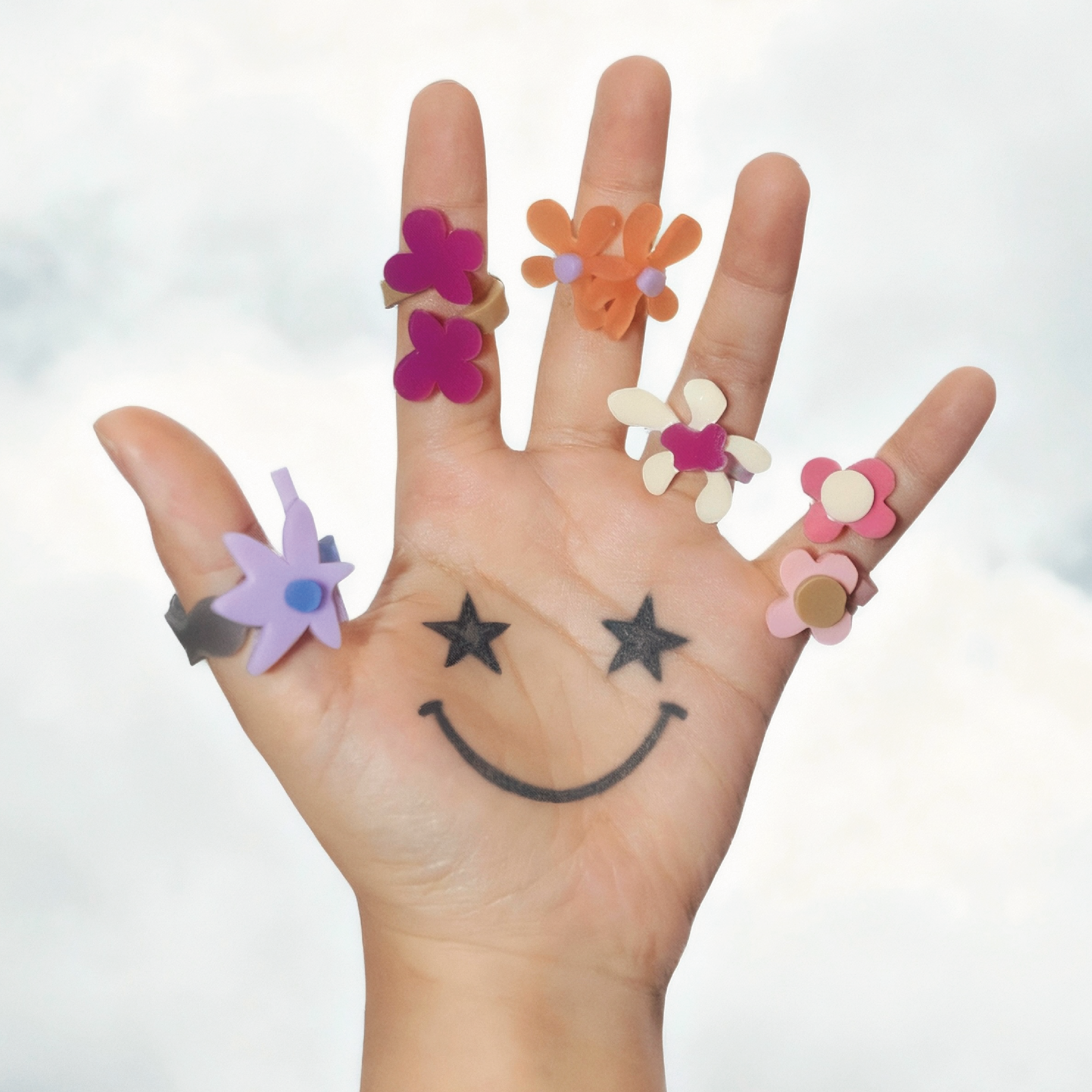 绿场孤品双花戒指彩色亚克力