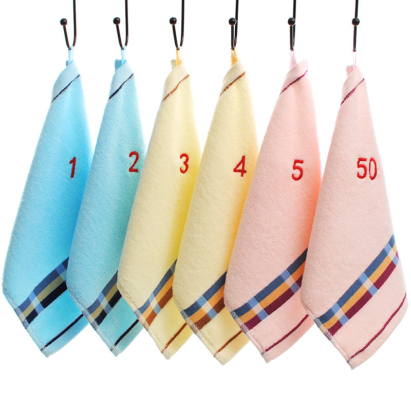 田园风全棉幼儿园儿童洗脸毛巾纯棉吸水柔软数字编号可挂绳小方巾,居家布艺,毛巾/面巾,淘宝优惠券,粉丝福利购,淘宝优惠卷