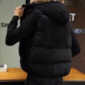 秋冬棉马甲男生加厚坎肩外套潮流宽松青少年休闲保暖连帽马夹棉服