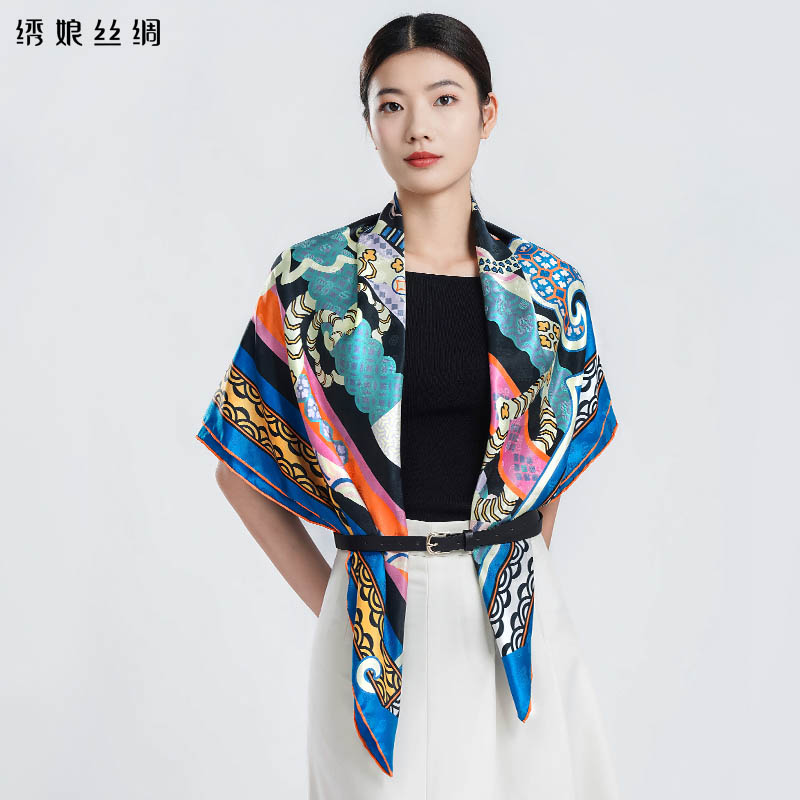 绣娘丝绸新款苏绣丝巾披肩女百搭真丝大方巾高端丝巾礼盒送妈妈