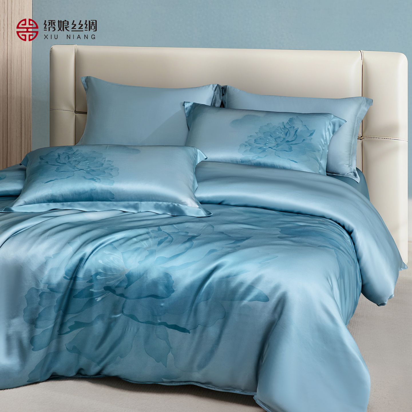 绣娘丝绸桑蚕丝真丝床上四件套新款奢华床单柔软亲肤搭配高级礼盒