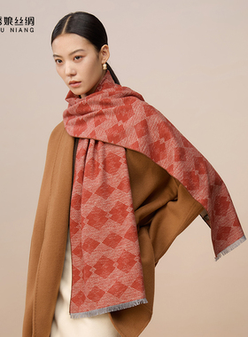 绣娘丝绸100%桑蚕丝真丝绒围巾时尚洋气高档保暖护颈围脖搭配礼盒