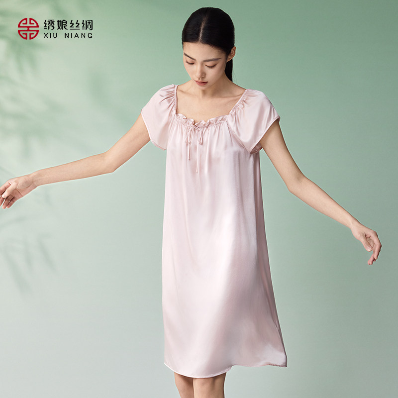 绣娘丝绸真丝睡裙娃娃裙宽松新款100%桑蚕丝真丝舒适家居服睡衣女