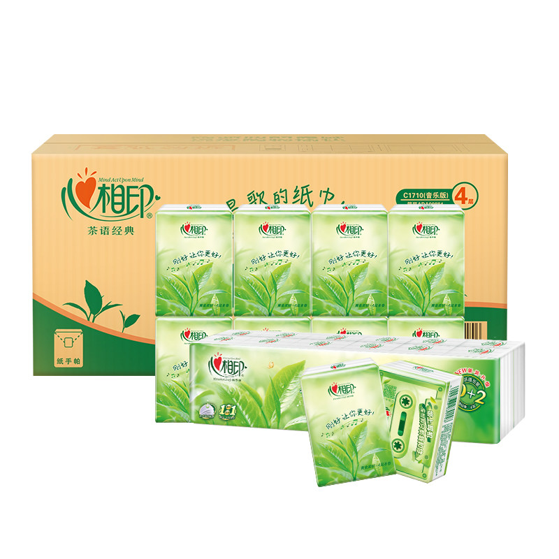 心相印茶语经典加厚三层手帕纸纸巾茶香印花面巾纸6条纸巾C1710