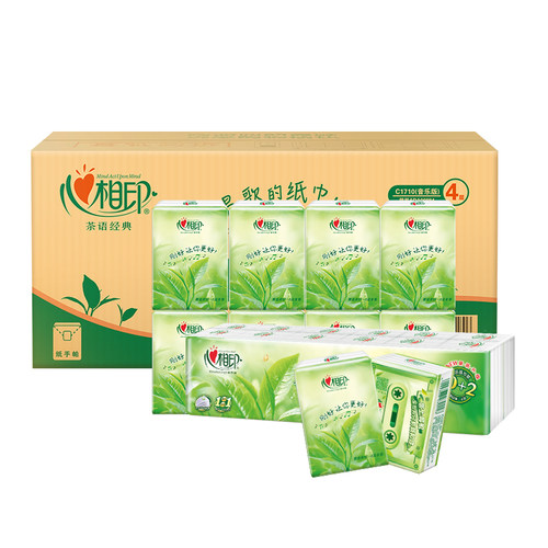 心相印茶语经典加厚三层手帕纸纸巾茶香印花面巾纸6条纸巾C1710